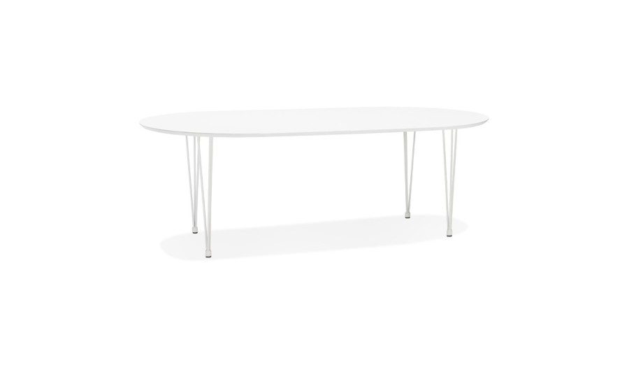 DT02190WHWH 5404028302842 Table à dîner / de réunion ronde extensible CHAMONIX blanche - 120(220)x120 cm