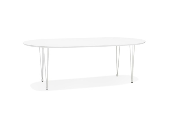 DT02190WHWH 5404028302842 Table à dîner / de réunion ronde extensible CHAMONIX blanche - 120(220)x120 cm