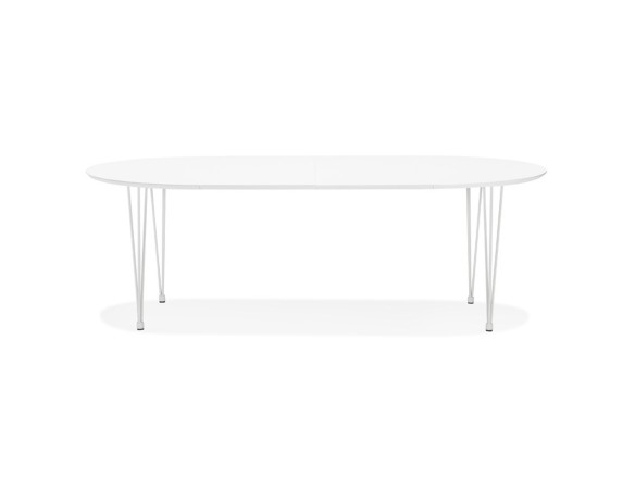 Table à dîner / de réunion ronde extensible CHAMONIX blanche - 120(220)x120 cm
