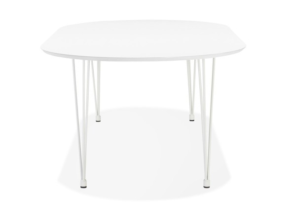 Table à dîner / de réunion ronde extensible CHAMONIX blanche - 120(220)x120 cm