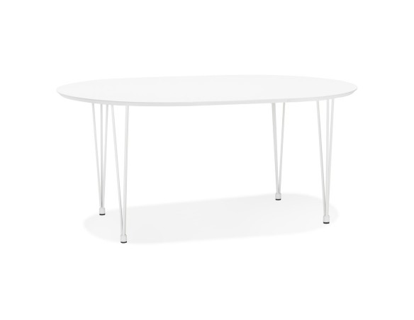 Table à dîner / de réunion ronde extensible CHAMONIX blanche - 120(220)x120 cm
