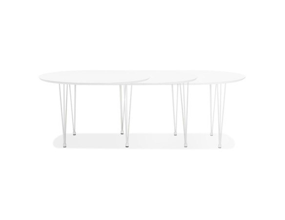 Table à dîner / de réunion ronde extensible CHAMONIX blanche - 120(220)x120 cm