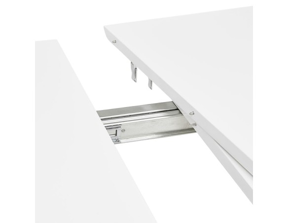 Table à dîner / de réunion ronde extensible CHAMONIX blanche - 120(220)x120 cm