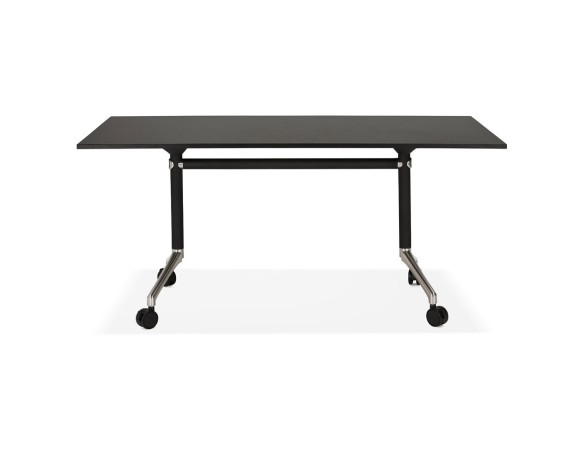 Bureau pliant FLEXO noir sur roulettes - 160x80 cm