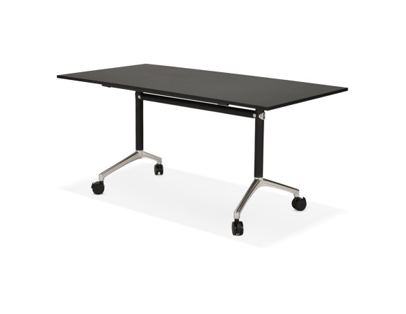 Bureau pliant FLEXO noir sur roulettes - 160x80 cm