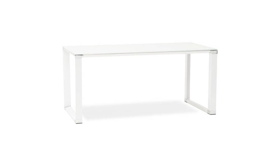 OT00170WH 5420072034911 Bureau droit design XLINE en verre blanc - 160x80 cm