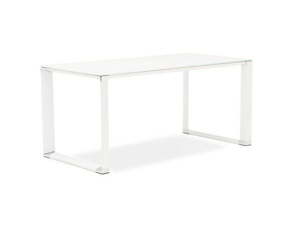 Bureau droit design XLINE en verre blanc - 160x80 cm