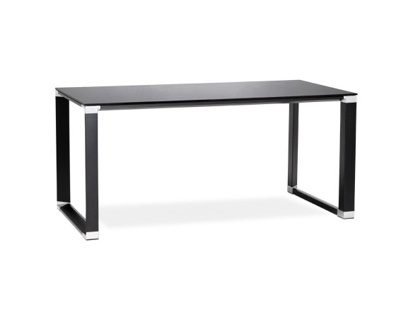 OT00190BL 5420072034959 Bureau de direction droit design XLINE en verre noir - 160x80 cm