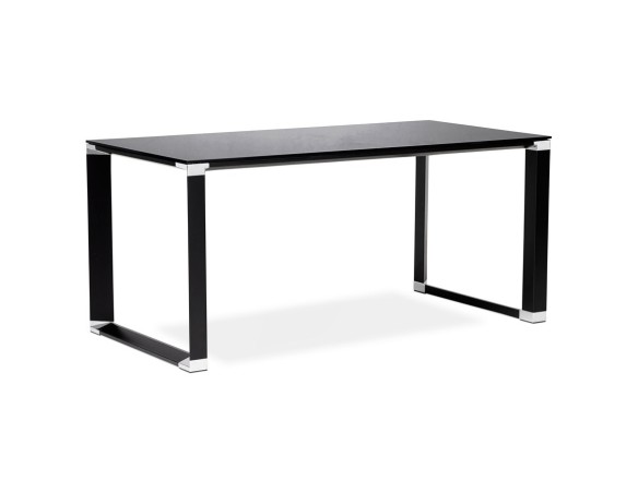 Bureau de direction droit design XLINE en verre noir - 160x80 cm