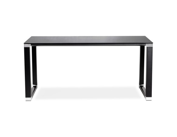Bureau de direction droit design XLINE en verre noir - 160x80 cm