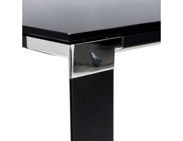 Bureau de direction droit design XLINE en verre noir - 160x80 cm