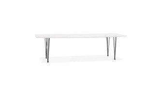 DT01070WHBL 5420072062532 Table à dîner design extensible HUSKI blanche avec pieds noirs style industriel - 170(270)x100 cm