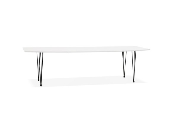 DT01070WHBL 5420072062532 Table à dîner design extensible HUSKI blanche avec pieds noirs style industriel - 170(270)x100 cm