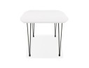 Table à dîner design extensible HUSKI blanche avec pieds noirs style industriel - 170(270)x100 cm