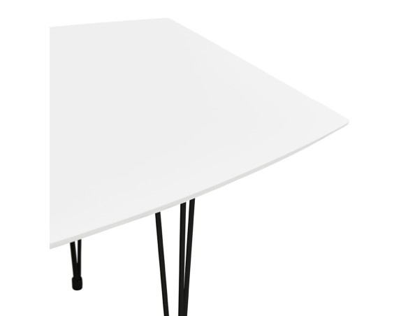 Table à dîner design extensible HUSKI blanche avec pieds noirs style industriel - 170(270)x100 cm