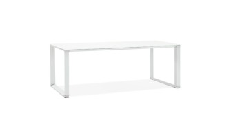 OT01240WHWH 5420072095868 Grand bureau de direction droit XLINE en verre blanc - 200x100 cm