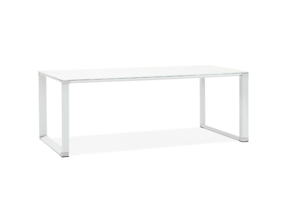 OT01240WHWH 5420072095868 Grand bureau de direction droit XLINE en verre blanc - 200x100 cm