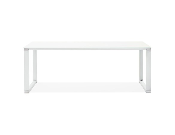 Grand bureau de direction droit XLINE en verre blanc - 200x100 cm