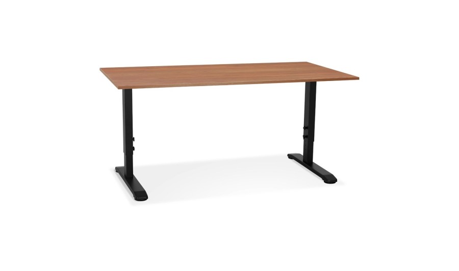 OT02290WABL 5404028343708 Bureau réglable en hauteur OSMOSE en bois Noyer et métal noir - 160x80 cm