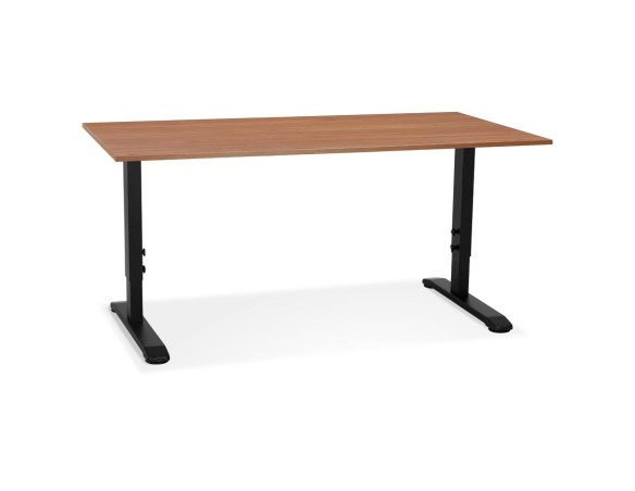 OT02290WABL 5404028343708 Bureau réglable en hauteur OSMOSE en bois Noyer et métal noir - 160x80 cm