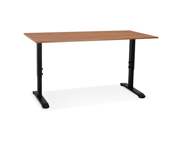 Bureau réglable en hauteur OSMOSE en bois Noyer et métal noir - 160x80 cm
