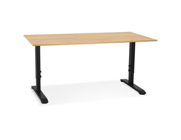 OT02300NABL 5404028343722 Bureau réglable en hauteur OSMOSE en bois finition naturelle et métal noir - 160x80 cm