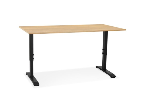 Bureau réglable en hauteur OSMOSE en bois finition naturelle et métal noir - 160x80 cm
