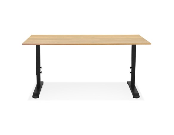 Bureau réglable en hauteur OSMOSE en bois finition naturelle et métal noir - 160x80 cm
