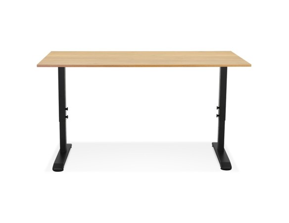 Bureau réglable en hauteur OSMOSE en bois finition naturelle et métal noir - 160x80 cm