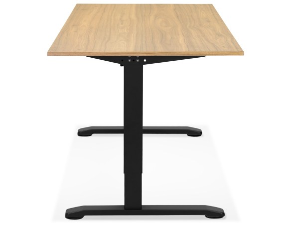 Bureau réglable en hauteur OSMOSE en bois finition naturelle et métal noir - 160x80 cm