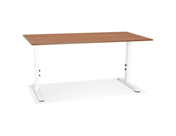 OT02320WAWH 5404028343760 Bureau réglable en hauteur OSMOSE en bois Noyer et métal blanc - 160x80 cm