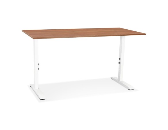 Bureau réglable en hauteur OSMOSE en bois Noyer et métal blanc - 160x80 cm