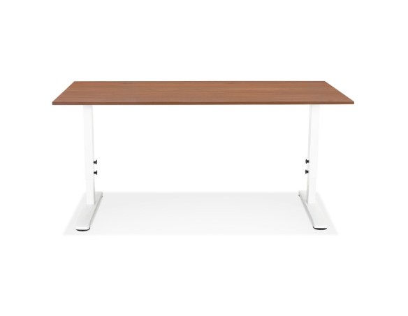 Bureau réglable en hauteur OSMOSE en bois Noyer et métal blanc - 160x80 cm