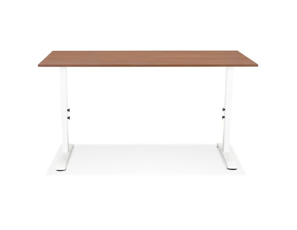 Bureau réglable en hauteur OSMOSE en bois Noyer et métal blanc - 160x80 cm