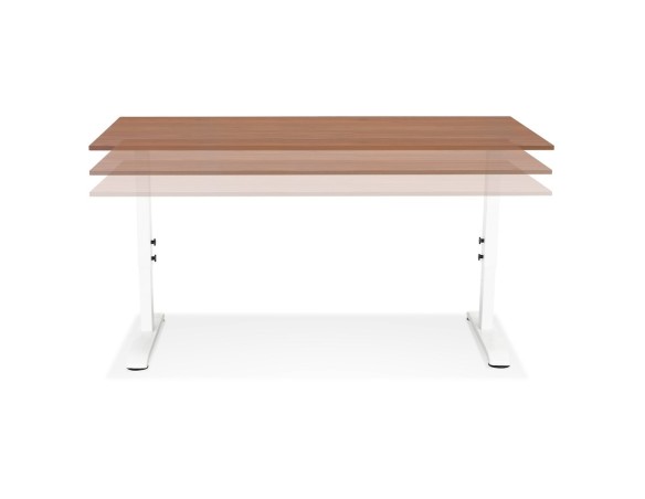 Bureau réglable en hauteur OSMOSE en bois Noyer et métal blanc - 160x80 cm