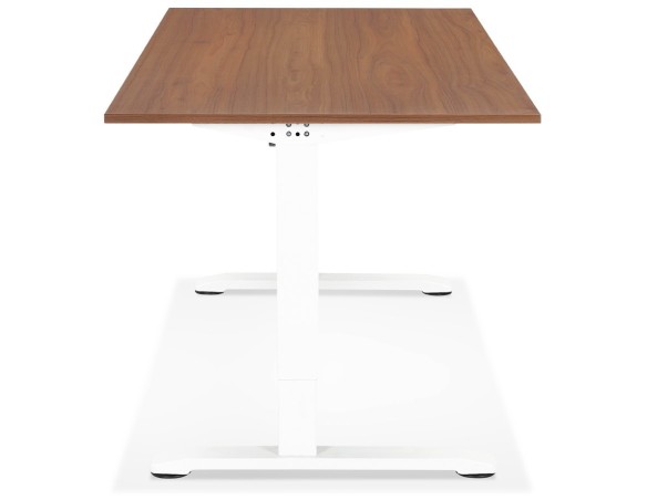 Bureau réglable en hauteur OSMOSE en bois Noyer et métal blanc - 160x80 cm