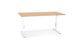 OT02330NAWH 5404028343784 Bureau réglable en hauteur OSMOSE en bois finition naturelle et métal blanc - 160x80 cm
