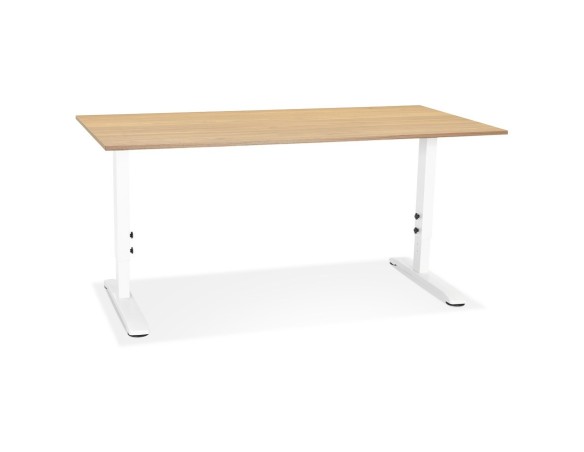 OT02330NAWH 5404028343784 Bureau réglable en hauteur OSMOSE en bois finition naturelle et métal blanc - 160x80 cm