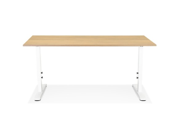 Bureau réglable en hauteur OSMOSE en bois finition naturelle et métal blanc - 160x80 cm