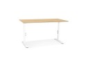 Bureau réglable en hauteur OSMOSE en bois finition naturelle et métal blanc - 160x80 cm