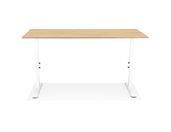 Bureau réglable en hauteur OSMOSE en bois finition naturelle et métal blanc - 160x80 cm