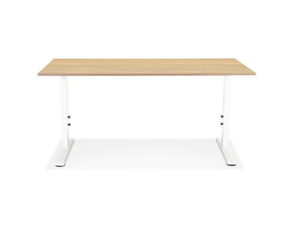 Bureau réglable en hauteur OSMOSE en bois finition naturelle et métal blanc - 160x80 cm