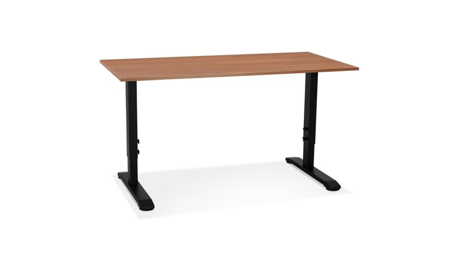 OT02350WABL 5404028343821 Bureau réglable en hauteur OSMOSE en bois Noyer et métal noir - 140x70 cm