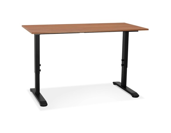 Bureau réglable en hauteur OSMOSE en bois Noyer et métal noir - 140x70 cm