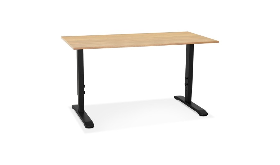 OT02360NABL 5404028343845 Bureau réglable en hauteur OSMOSE en bois finition naturelle et métal noir - 140x70 cm