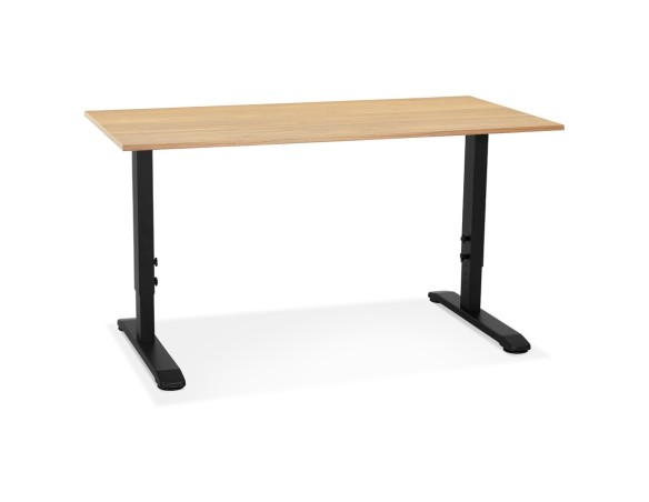 OT02360NABL 5404028343845 Bureau réglable en hauteur OSMOSE en bois finition naturelle et métal noir - 140x70 cm