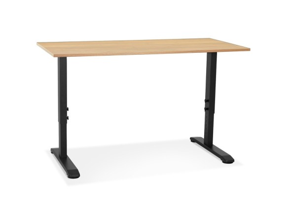 Bureau réglable en hauteur OSMOSE en bois finition naturelle et métal noir - 140x70 cm