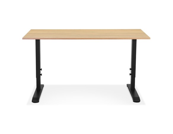 Bureau réglable en hauteur OSMOSE en bois finition naturelle et métal noir - 140x70 cm