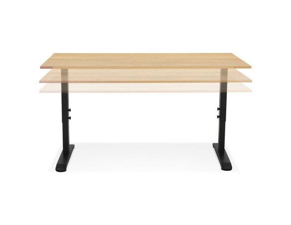 Bureau réglable en hauteur OSMOSE en bois finition naturelle et métal noir - 140x70 cm