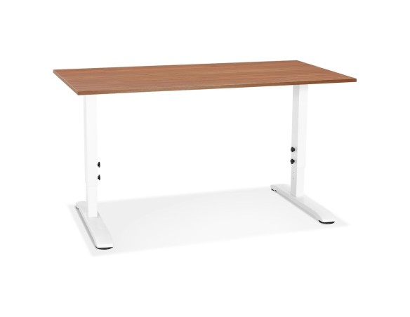 OT02380WAWH 5404028343883 Bureau réglable en hauteur OSMOSE en bois Noyer et métal blanc - 140x70 cm